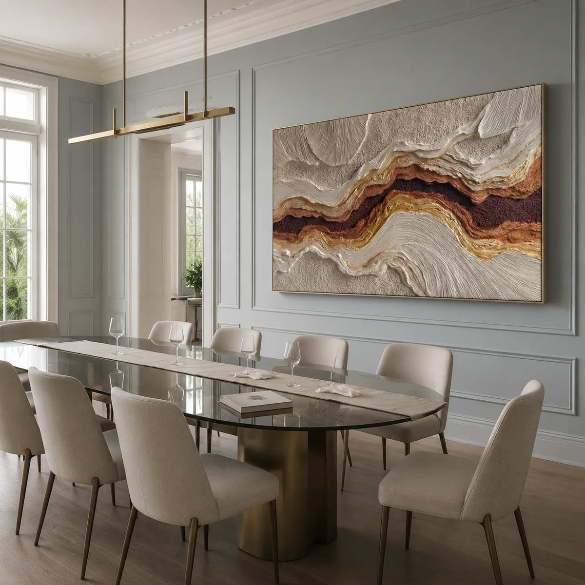 Warm Beige Textured Wall Art for Living Room, Earth Tone Wabi Sabi Abstract Painting #FWHKKDNW
