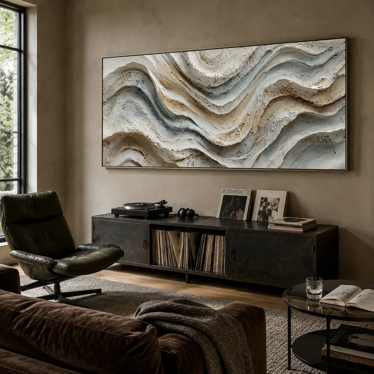 Neutral Textured Wall Art for Living Room, Beige Gray Wabi Sabi Abstract Painting #3VI3E17Q