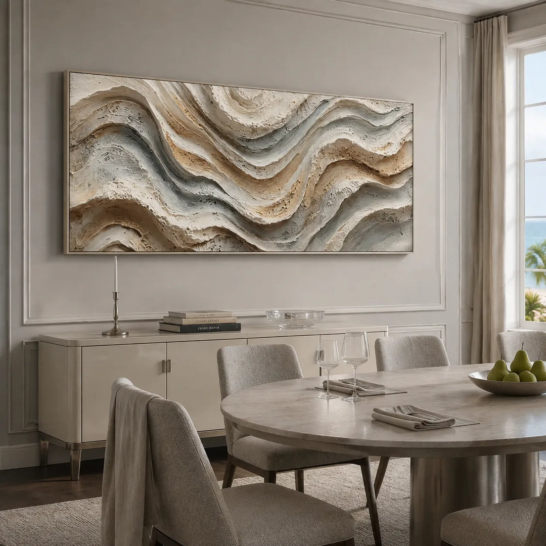 Neutral Textured Wall Art for Living Room, Beige Gray Wabi Sabi Abstract Painting #3VI3E17Q