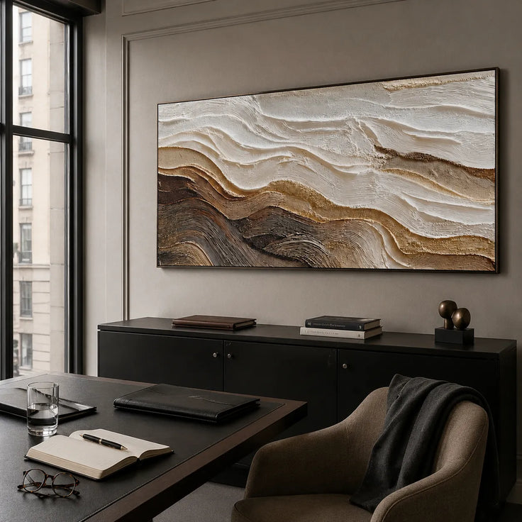 Neutral Textured Wall Art for Living Room, Beige Brown Wabi Sabi Abstract Painting #XPYB1A02