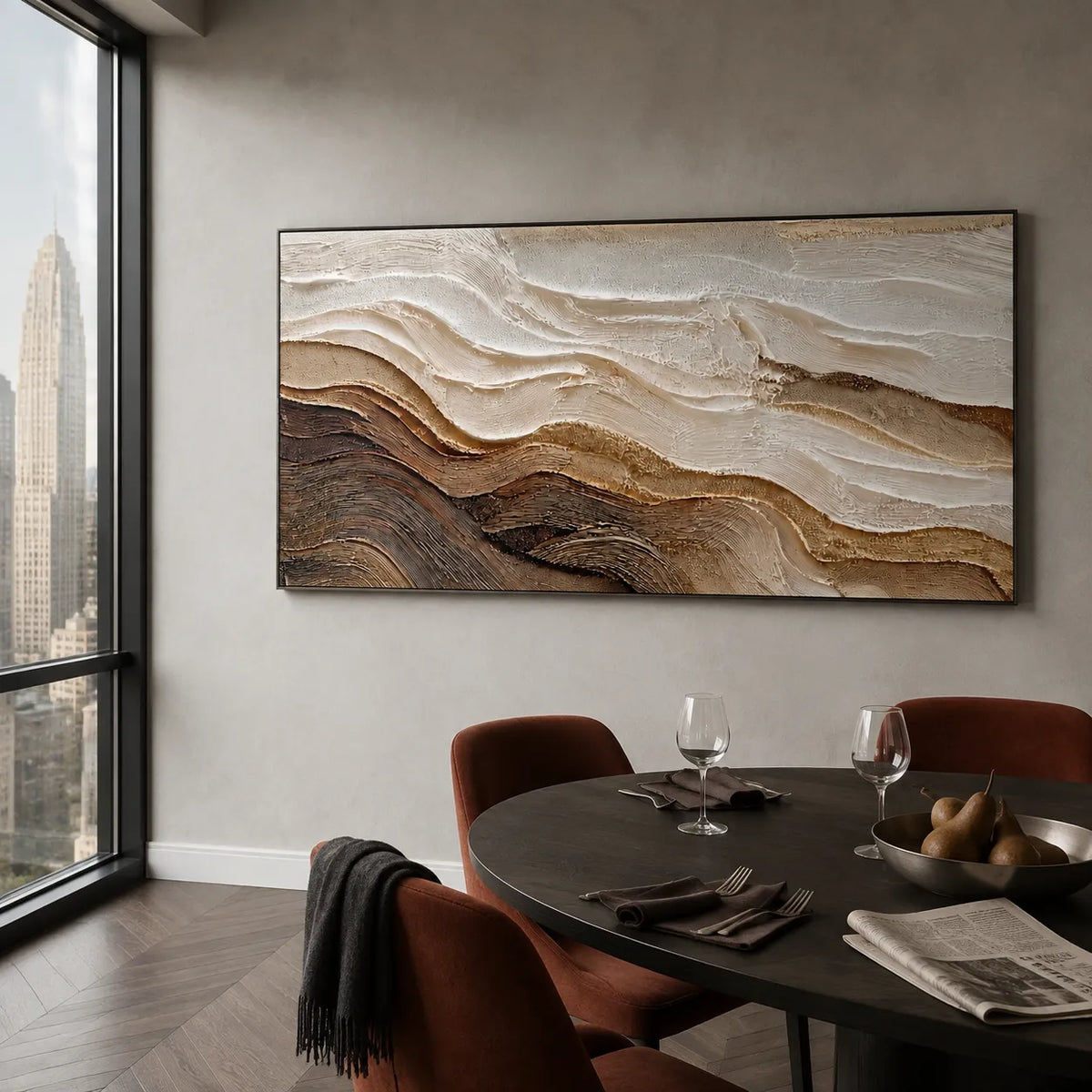 Neutral Textured Wall Art for Living Room, Beige Brown Wabi Sabi Abstract Painting #XPYB1A02