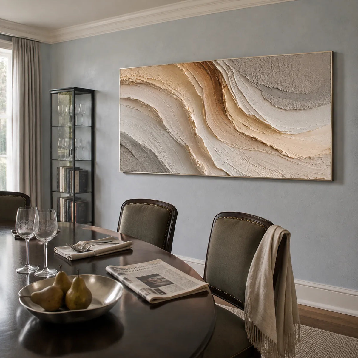 Ivory & Beige Textured Wall Art for Living Room, Organic Wabi Sabi Abstract Painting #Y1D4NB07