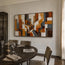 Picasso-Inspired Geometric Wall Art for Living Room, Warm Ochre Cubist Textured Abstract Painting #AVQ2M0QE