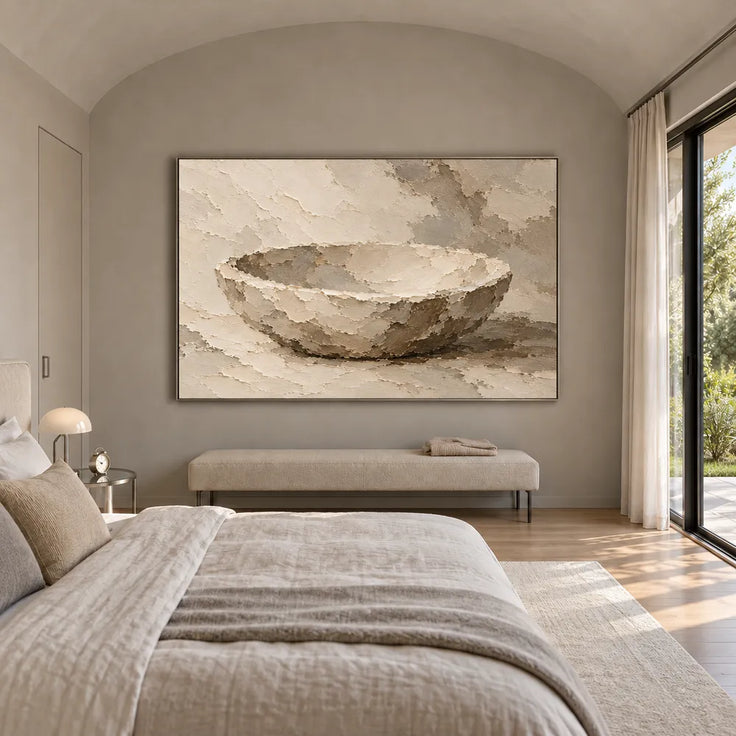 Cream Hand-Painted Bowl Painting, Simple Horizontal Still Life #DTNND2AV
