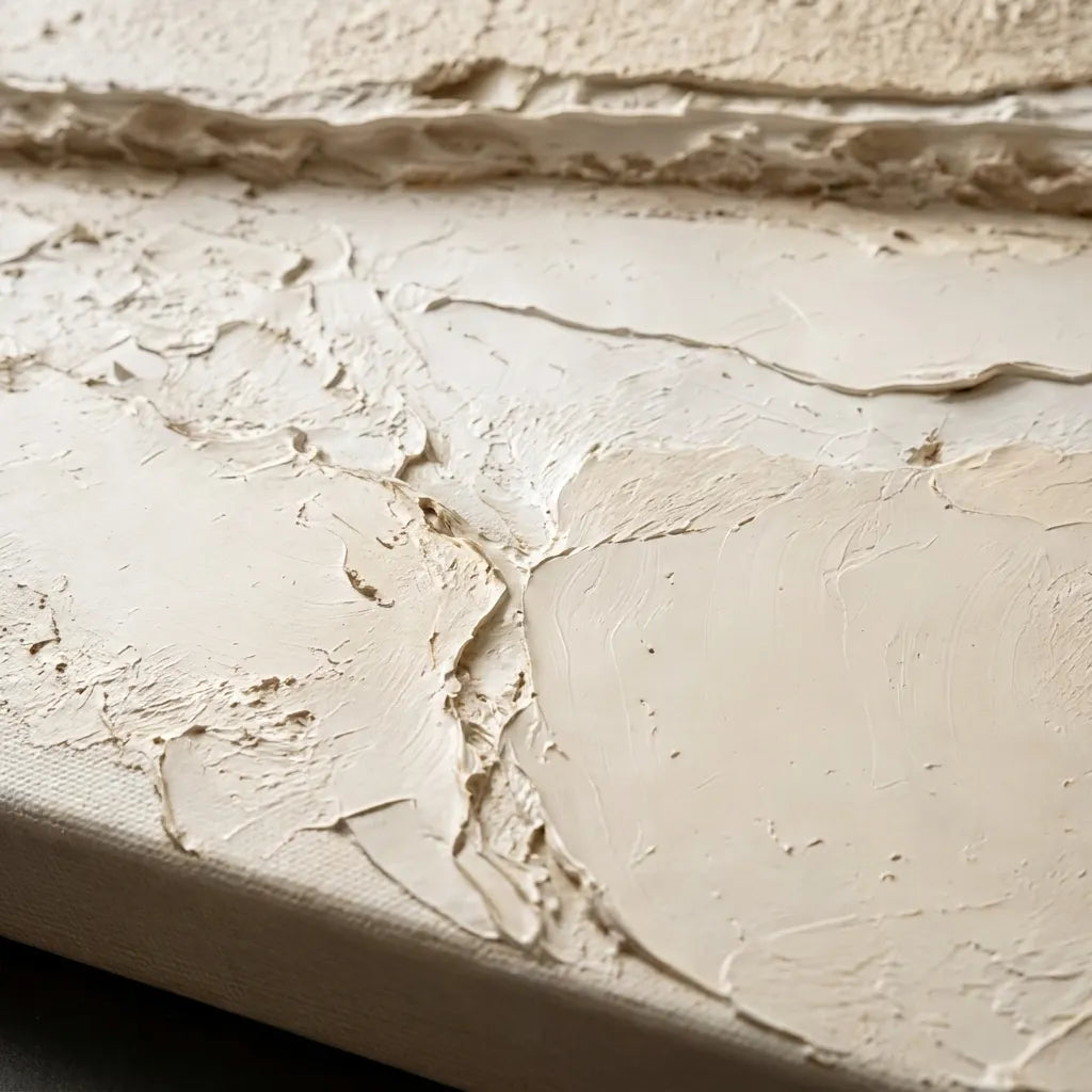 Ivory Wabi-Sabi Textured Abstract Wall Art for Living Room #WJJ782G9