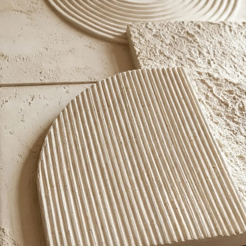 Warm Beige Geometric Textured Wall Art for Modern Living Room #CSQMAZV1