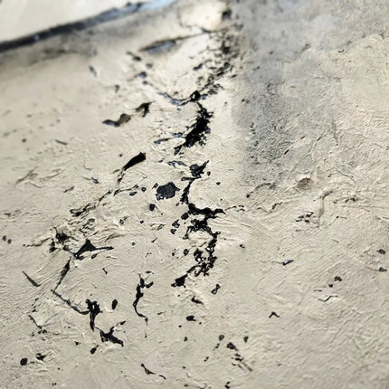 Ivory and Black Textured Abstract Wall Art for Modern Living Room #J3CQTDHF