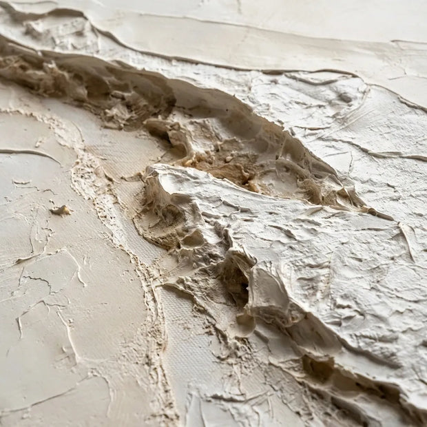 Ivory Wabi-Sabi Textured Abstract Wall Art for Living Room #WJJ782G9