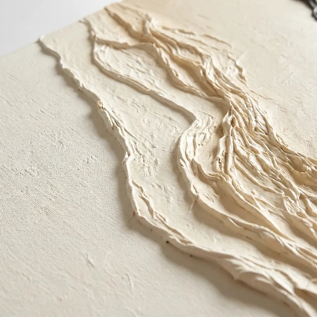 Beige & Charcoal Textured Wall Art for Entryway, Wabi Sabi Abstract Mountain Landscape #9XUUO70I
