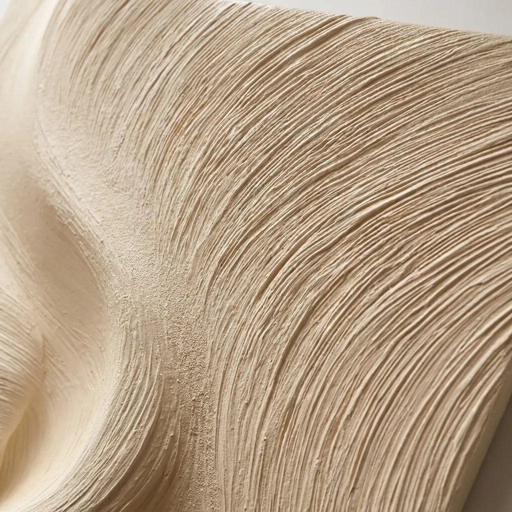 Beige Textured Wall Art for Bedroom, Flowing Wabi Sabi Abstract Painting #WMM9KVO7