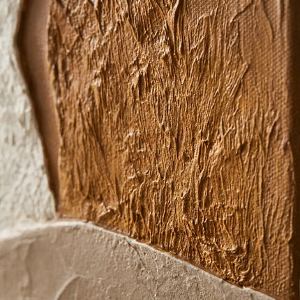 Ivory and Earth Brown Organic Textured Abstract Wall Art for Living Room #97QWF66E