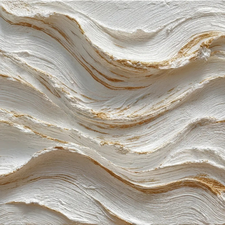Sculptural Cream Wall Art – Organic Wave Impasto Painting with Amber Veins, Extra-Wide Horizontal Canvas for Living Room & Entryway #VKQLU69U