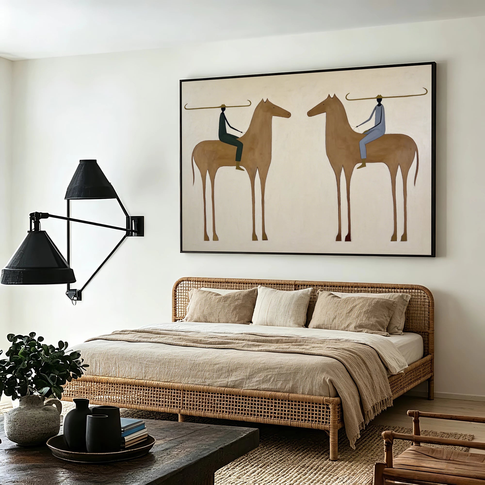 Contemporary Neutral Abstract Horse Oil Painting #AB611