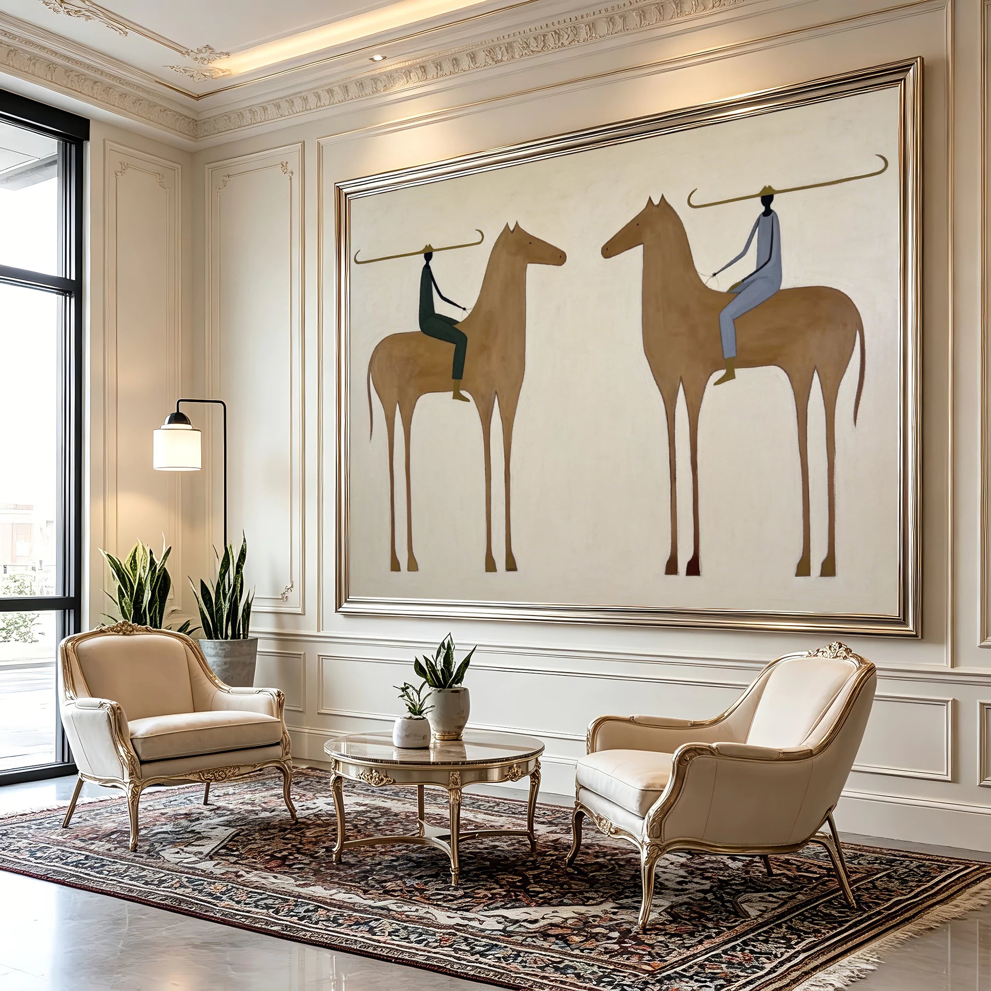 Contemporary Neutral Abstract Horse Oil Painting #AB611