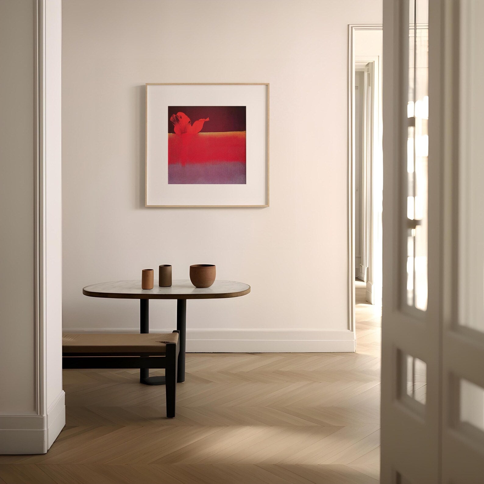 Bold Red & Purple Abstract Canvas Art#FT129