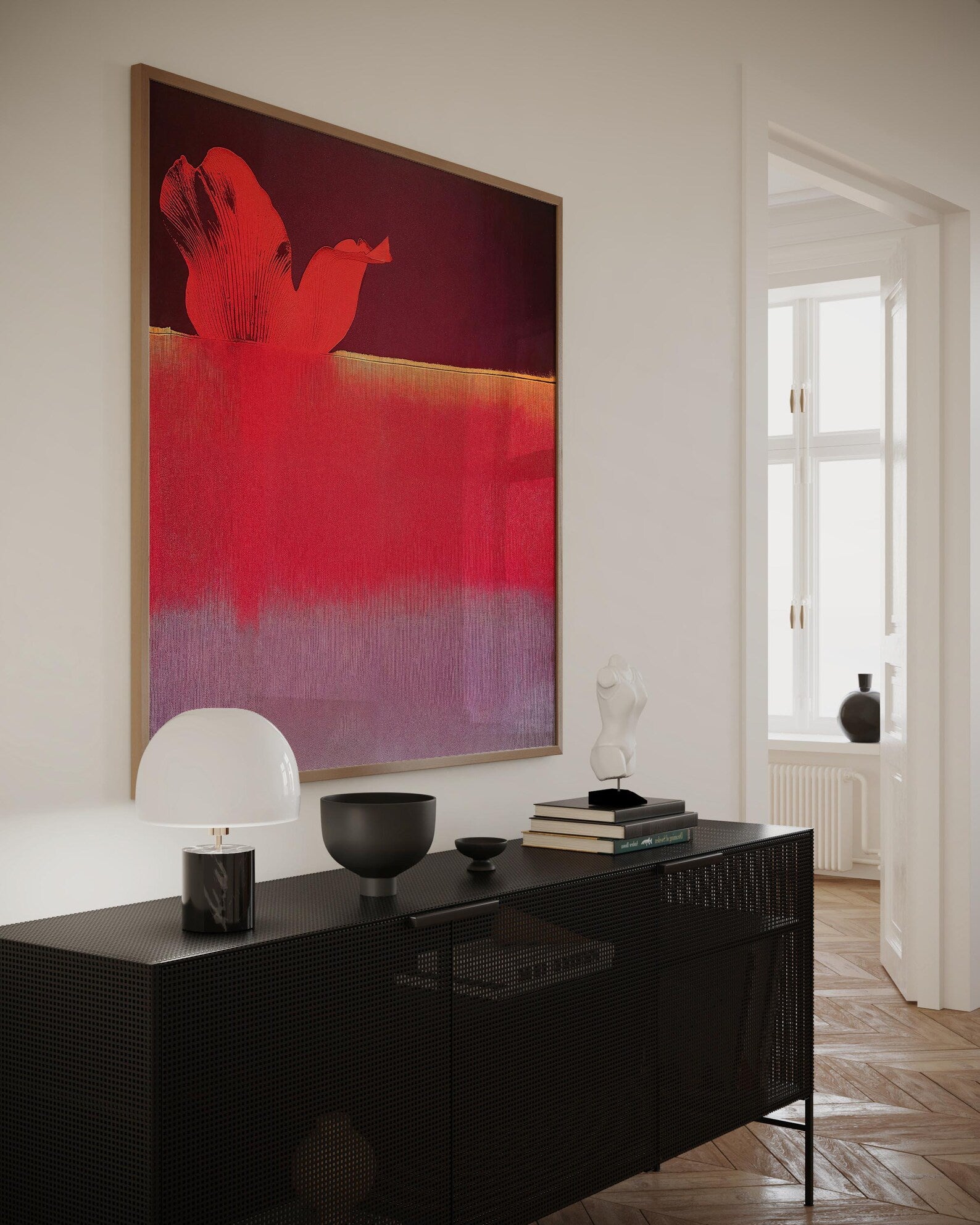 Bold Red & Purple Abstract Canvas Art#FT129
