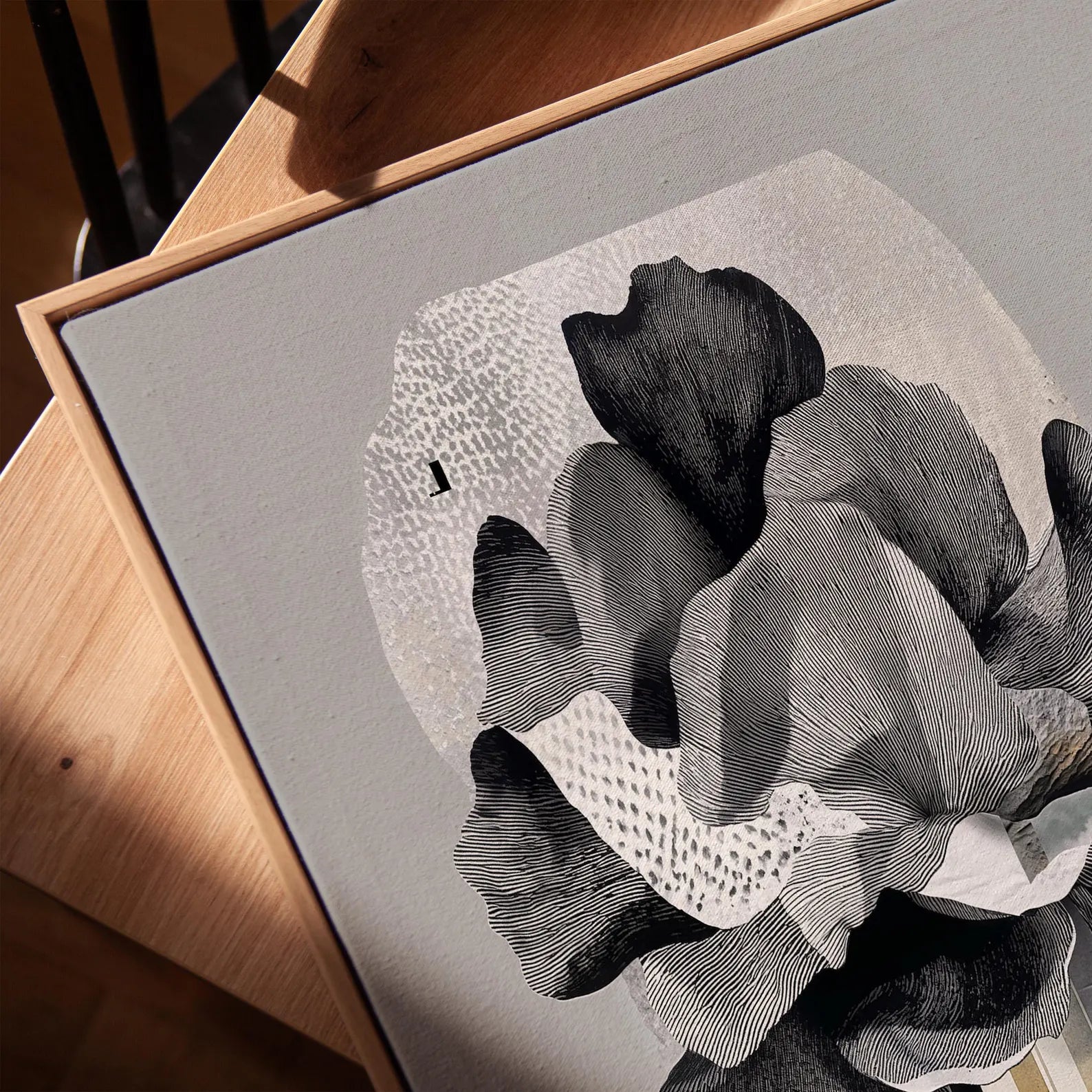 Black & White Floral Abstract Canvas#FT139