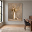 Taupe Hand-Painted Oil Painting, Cream Flowers in a Tall Vase #1V0ZBPOS
