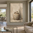 Beige Hand-Painted Still Life Painting, Lidded Jar and Shadow #4ILTWVTA