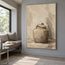 Beige Hand-Painted Still Life Painting, Lidded Jar and Shadow #4ILTWVTA