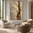 Beige Hand-Painted Abstract Painting, Dark Vertical Fissure #09MTTGIA