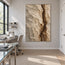 Beige Hand-Painted Abstract Painting, Dark Vertical Fissure #09MTTGIA
