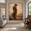 Beige & Brown Hand-Painted Oil Painting, Cowboy in a Desert Landscape #KSV33Q1N