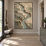 Earth-Tone Hand-Painted Abstract Painting, Winding Sage River #9DD3JMFN