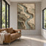 Earth-Tone Hand-Painted Abstract Painting, Winding Sage River #9DD3JMFN
