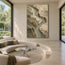 Earth-Tone Hand-Painted Abstract Painting, Winding Sage River #9DD3JMFN