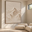 Ivory Hand-Painted 3D Textured Oil Painting, Mountain Peaks Wall Art #YX9FMPP8