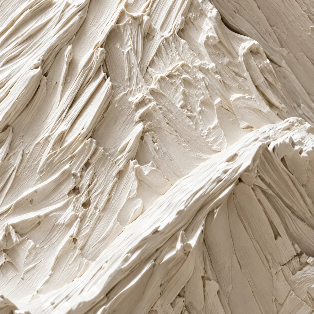 Ivory Hand-Painted 3D Textured Oil Painting, Mountain Peaks Wall Art #YX9FMPP8