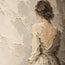 Cream Hand-Painted Figure Painting, Woman in a Flowing Gown #IT6VAZKO