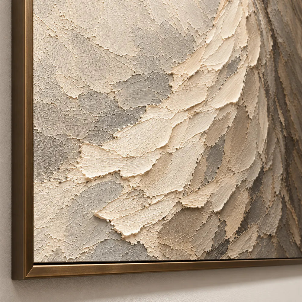 Cream Hand-Painted Figure Painting, Woman in a Flowing Gown #IT6VAZKO
