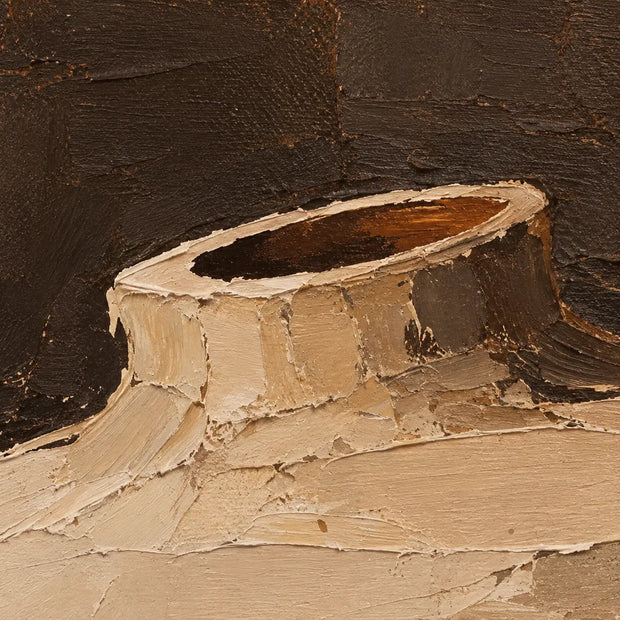 Brown Hand-Painted Still Life Painting, Low Rounded Vessel #YB5NC7M4