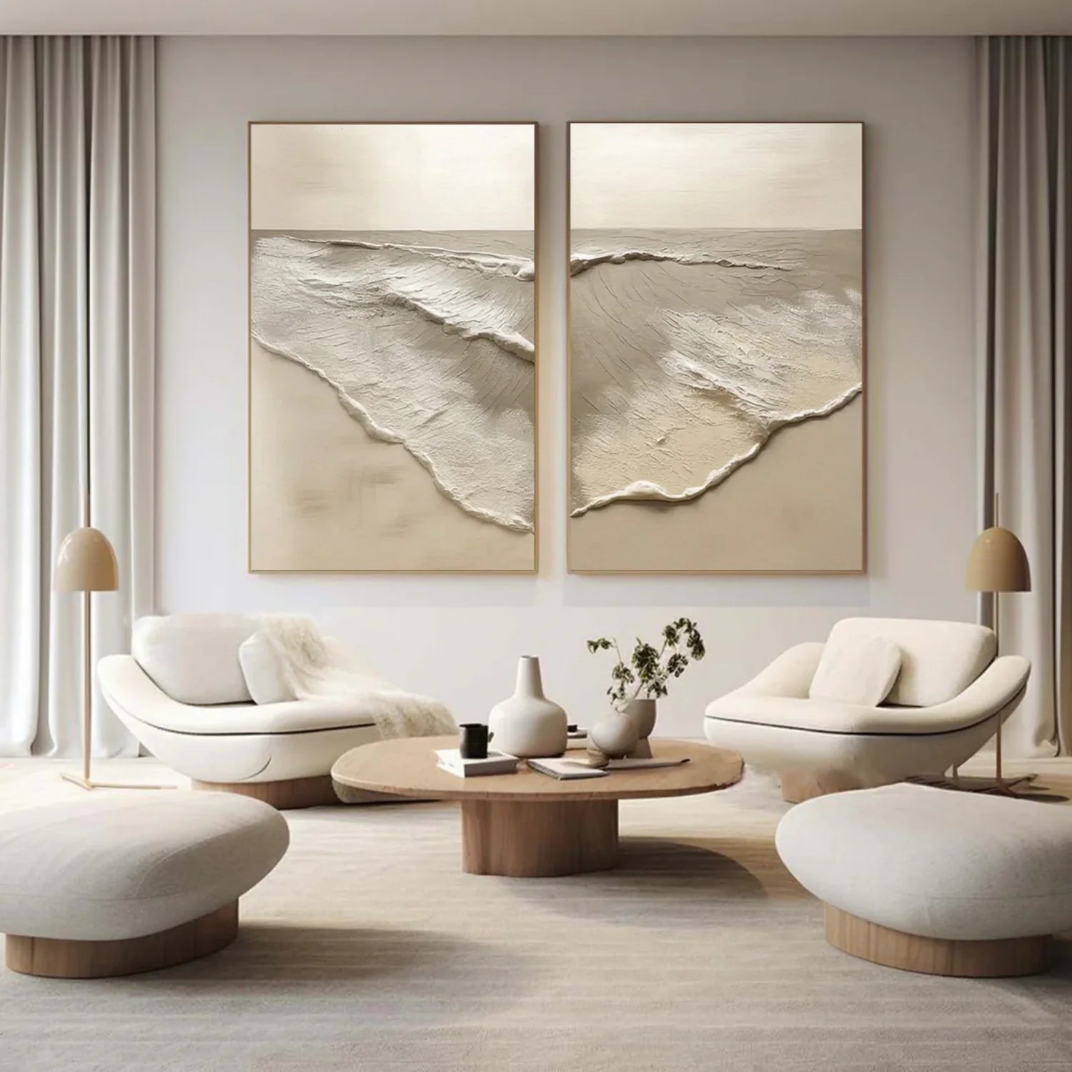 Minimalist Sea & Sky Textured Art Set of 2 #SK111