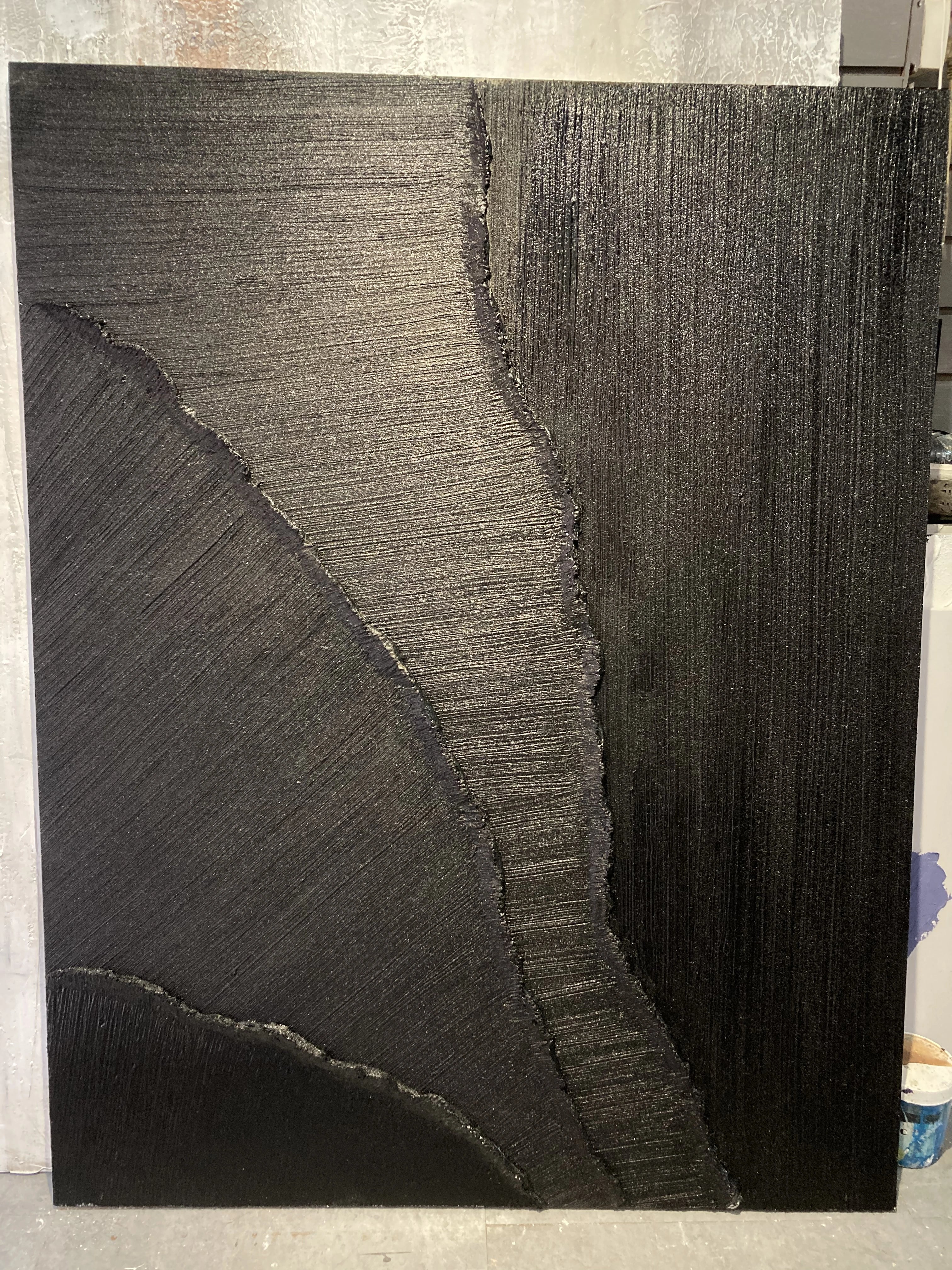 Plaster Art 3D Textured Black Minimalist Zen Canvas Art Painting