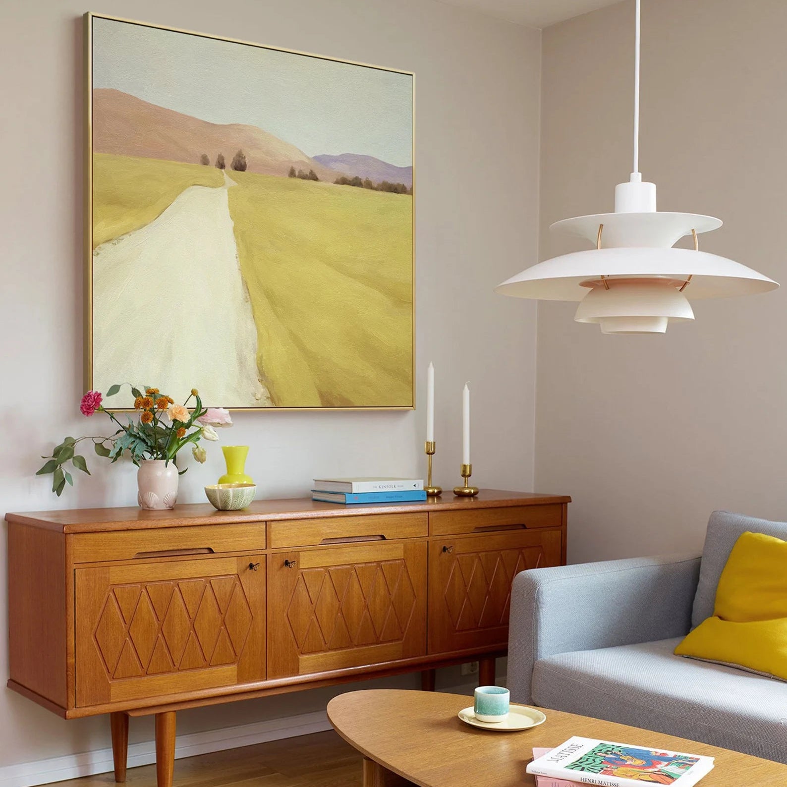 Minimalist Soft Yellow Landscape Canvas#JM163