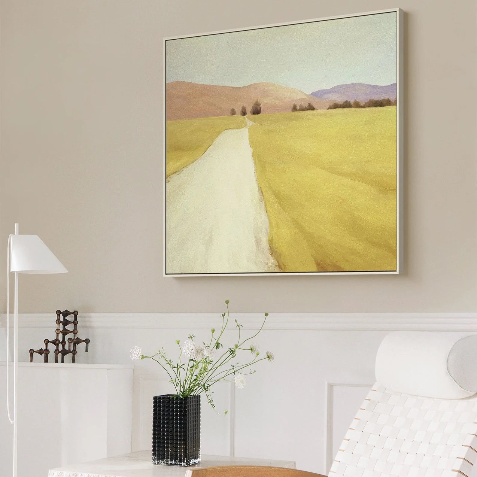 Minimalist Soft Yellow Landscape Canvas#JM163