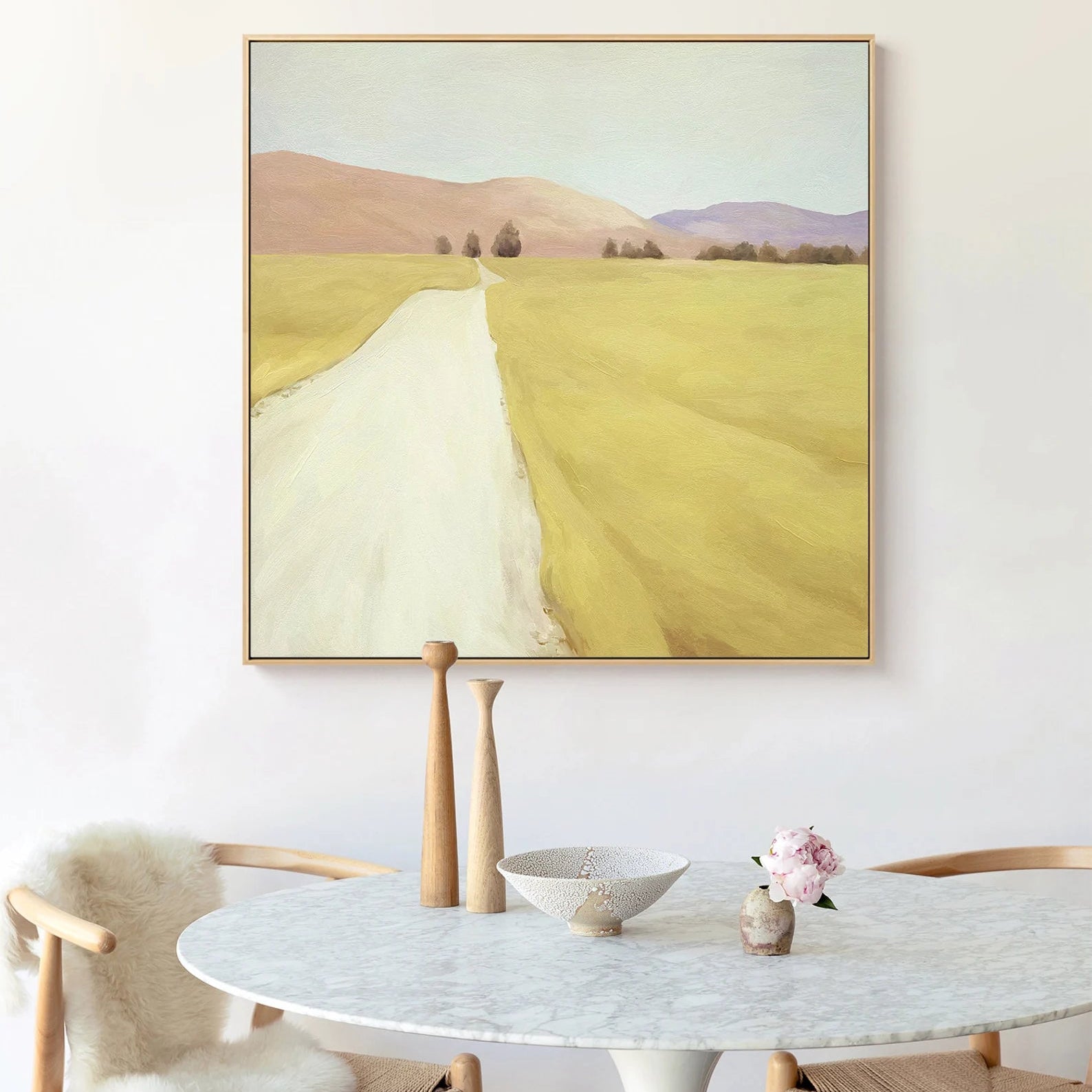 Minimalist Soft Yellow Landscape Canvas#JM163