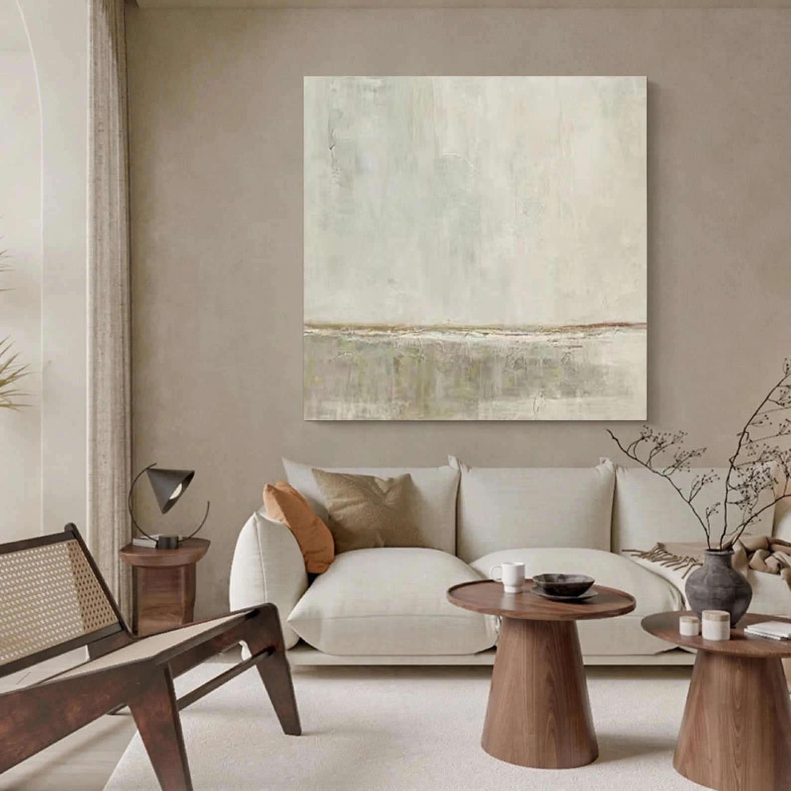 Minimalist Beige Abstract Landscape Canvas Art #JM166