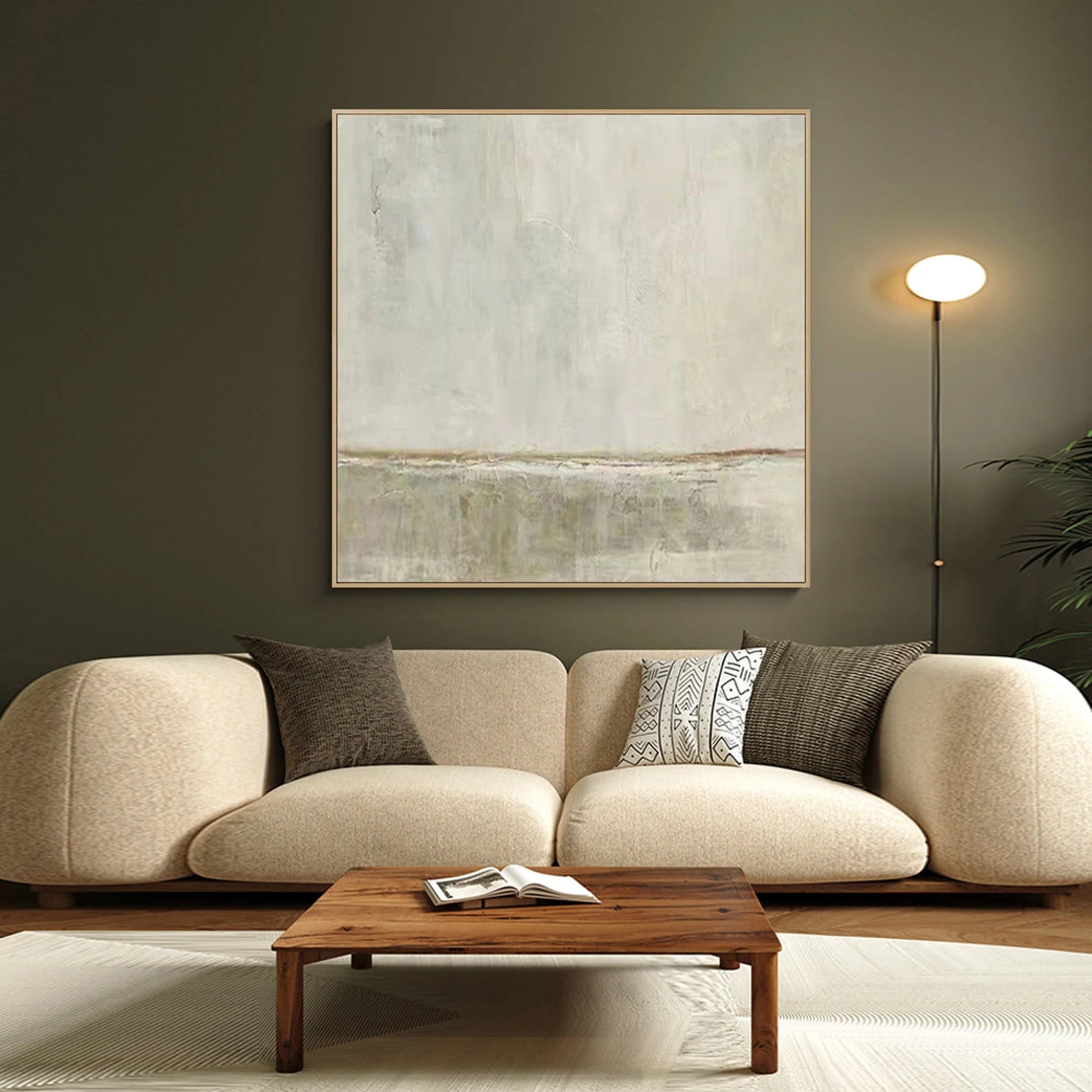 Minimalist Beige Abstract Landscape Canvas Art #JM166