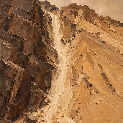 Ochre Brown Hand-Painted Canyon Painting, Pale Cascade #GHQHCN9P
