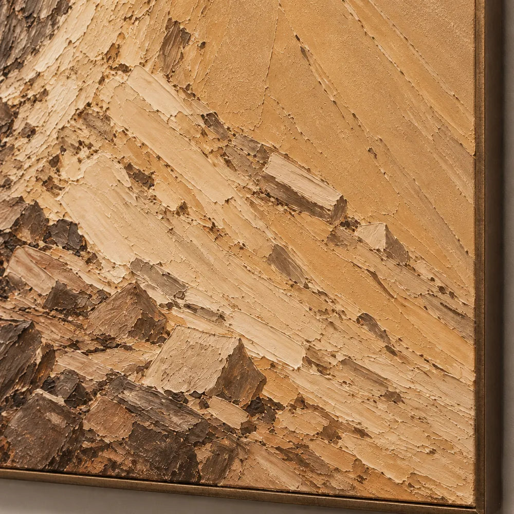 Ochre Brown Hand-Painted Canyon Painting, Pale Cascade #GHQHCN9P