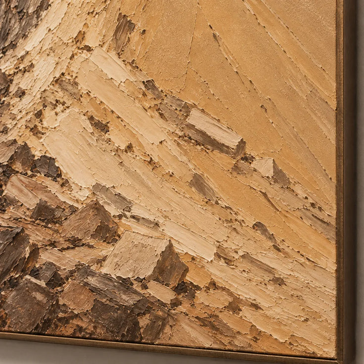 Ochre Brown Hand-Painted Canyon Painting, Pale Cascade #GHQHCN9P
