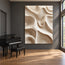 Beige & Cream Hand-Painted 3D Textured Oil Painting, Flowing Wave Abstract Wall Art #GFHF315B