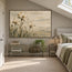 Cream Hand-Painted Floral Painting, Three Blooms and Olive Stems #L26VNB6R