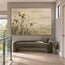 Cream Hand-Painted Floral Painting, Three Blooms and Olive Stems #L26VNB6R