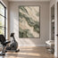 Cream Sage Hand-Painted Abstract Painting, Broad Diagonal Bands #IMXN40Q4