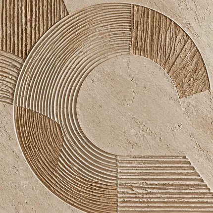 Beige Hand-Painted 3D Textured Painting, Wide Circular Geometry #GHKNDY14